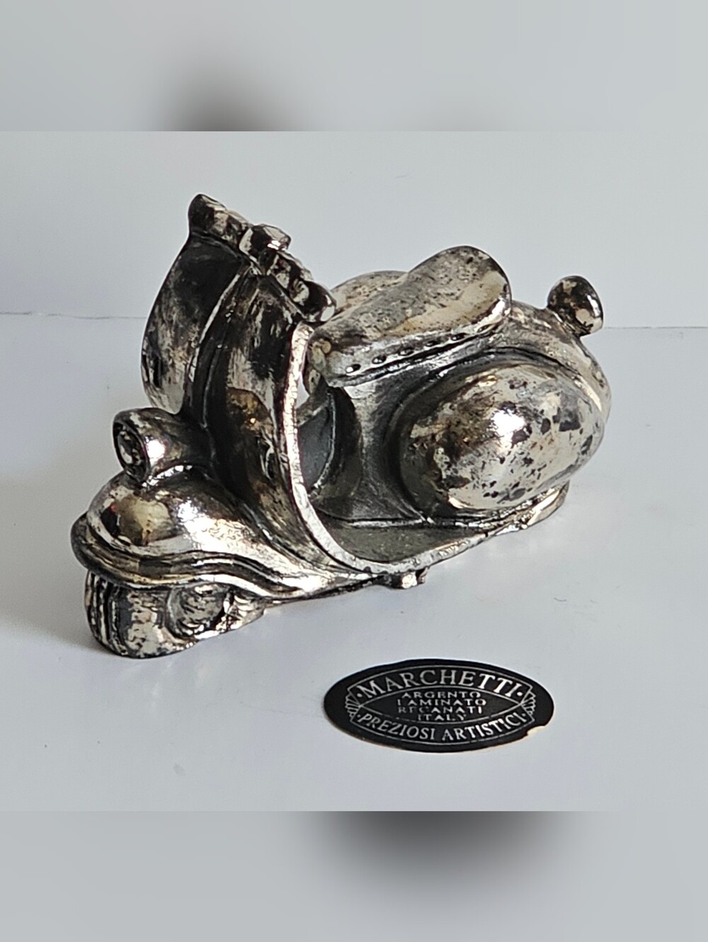 Vintage Marchetti Preziosi Artistici silver-plated Vespa scooter figurine Italy